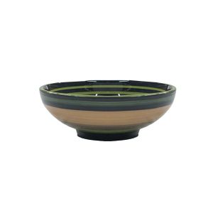 Cumbuca de cerâmica contemporânea verde listrado