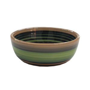 Cumbuca de cerâmica contemporânea verde listrado