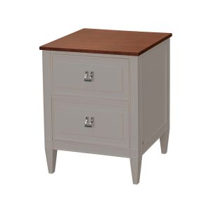 mesa de cabeceira classica bege amadeirada