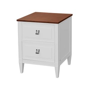 mesa de cabeceira classica branca amadeirada