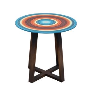 Mesa Com Pé Cruzado Com O Tampo Pintado A Mão