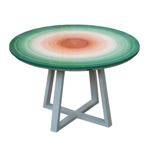 Mesa Com Pés Cruzados Com O Tampo Verde Mesclado