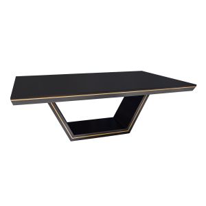 Mesa Retangular Na Cor Preta Com Detalhes Dourado