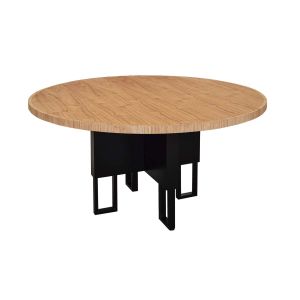 Mesa de Jantar com Tampo Amadeirado e Pés Pretos