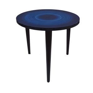 Mesa torneada azul pintada a mão