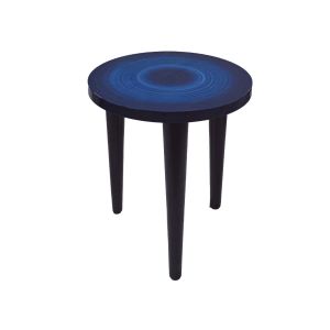 Mesa torneada azul pintada a mão