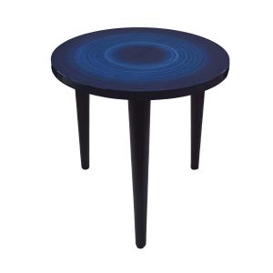 Mesa torneada azul pintada a mão