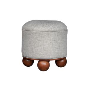 Puff estofado com pés em madeira