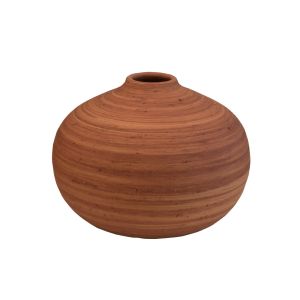 Vaso Bola De Cerâmica Texturizado Na Cor Laranja