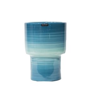 Vaso Contemporâneo De Cerâmica Em Tons De Azul