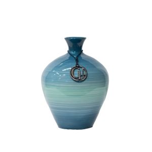 Vaso De Cerâmica Em Tons De Azul