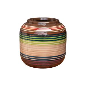 Vaso De Cerâmica Listrado Pintado A Mão