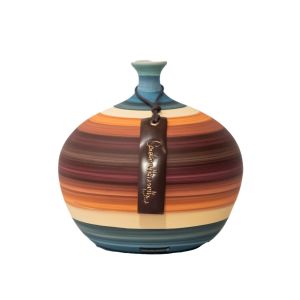 Vaso De Cerâmica Listrado Pintado A Mão