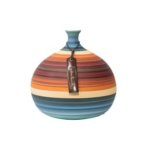 Vaso De Cerâmica Listrado Pintado A Mão