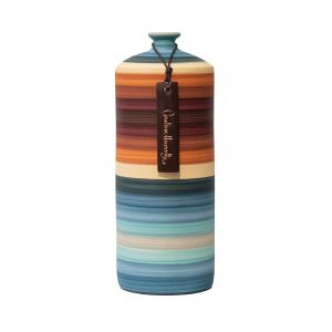 Vaso De Cerâmica Listrado Pintado a Mão