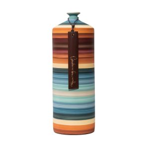 Vaso De Cerâmica Listrado Pintado a Mão