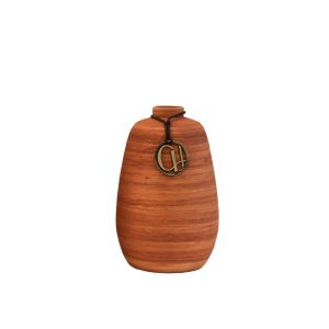 Vaso De Cerâmica Texturizado Na Cor Laranja