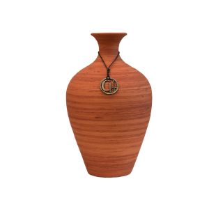 Vaso De Cerâmica Texturizado Na Cor Laranja