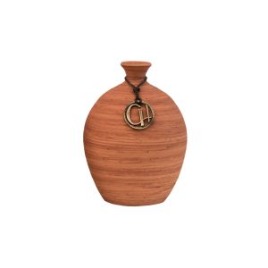Vaso De Cerâmica Texturizado Na Cor Laranja