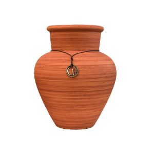 Vaso De Cerâmica Texturizado Na Cor Laranja