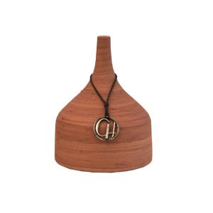 Vaso De Cerâmica Texturizado Na Cor Laranja