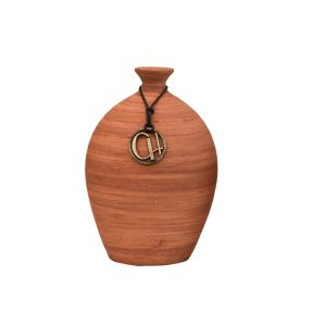 Vaso De Cerâmica Texturizado Na Cor Laranja