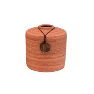 Vaso De Cerâmica Texturizado Na Cor Laranja