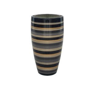 Vaso De Jardim Listrado Na Cor Laranja E Preto