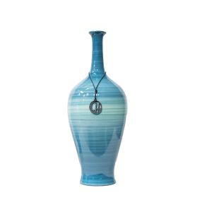 Vaso Garrafa De Cerâmica Em Tons De Azul