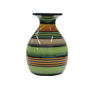 Vaso bojudo decorativo verde listrado