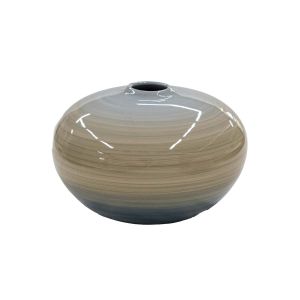 Vaso bola de cerâmica contemporâneo azul listrado