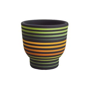 Vaso cumbuca de cerâmica laranja listrado
