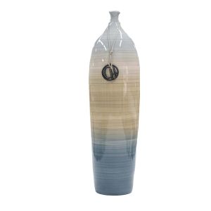 Vaso de cerâmica contemporâneo azul listrado