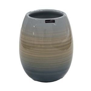 Vaso de cerâmica contemporâneo azul listrado
