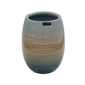 Vaso de cerâmica contemporâneo azul listrado