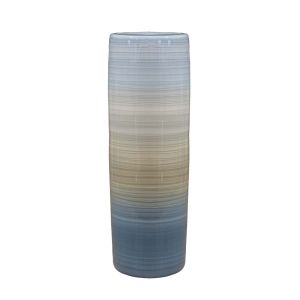 Vaso de cerâmica contemporâneo azul listrado