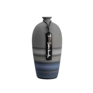 Vaso de cerâmica contemporâneo azul listrado