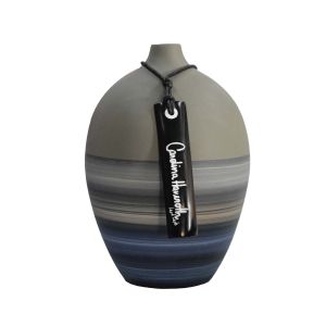 Vaso de cerâmica contemporâneo azul pintado a mão