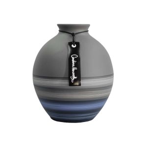 Vaso de cerâmica contemporâneo azul pintado a mão