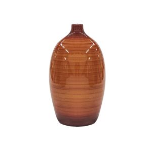 Vaso de cerâmica contemporâneo laranja listrado