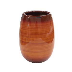 Vaso de cerâmica contemporâneo laranja listrado