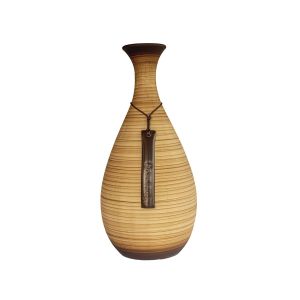 Vaso de cerâmica contemporâneo marrom listrado