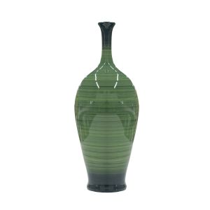 Vaso de cerâmica contemporâneo verde listrado