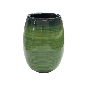Vaso de cerâmica contemporâneo verde listrado
