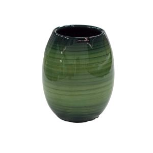 Vaso de cerâmica contemporâneo verde listrado