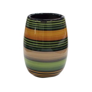 Vaso de cerâmica contemporâneo verde listrado