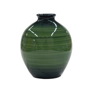 Vaso de cerâmica contemporâneo verde listrado