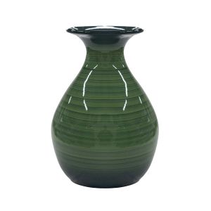 Vaso de ceramica contemporaneo verde listrado