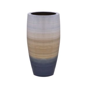 Vaso de chão contemporâneo azul listrado