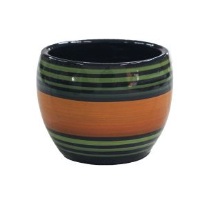 Vaso decorativo contemporâneo verde listrado